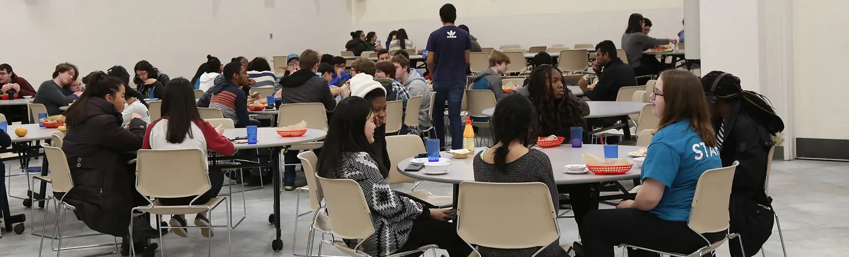 Students sitting in cafeteria